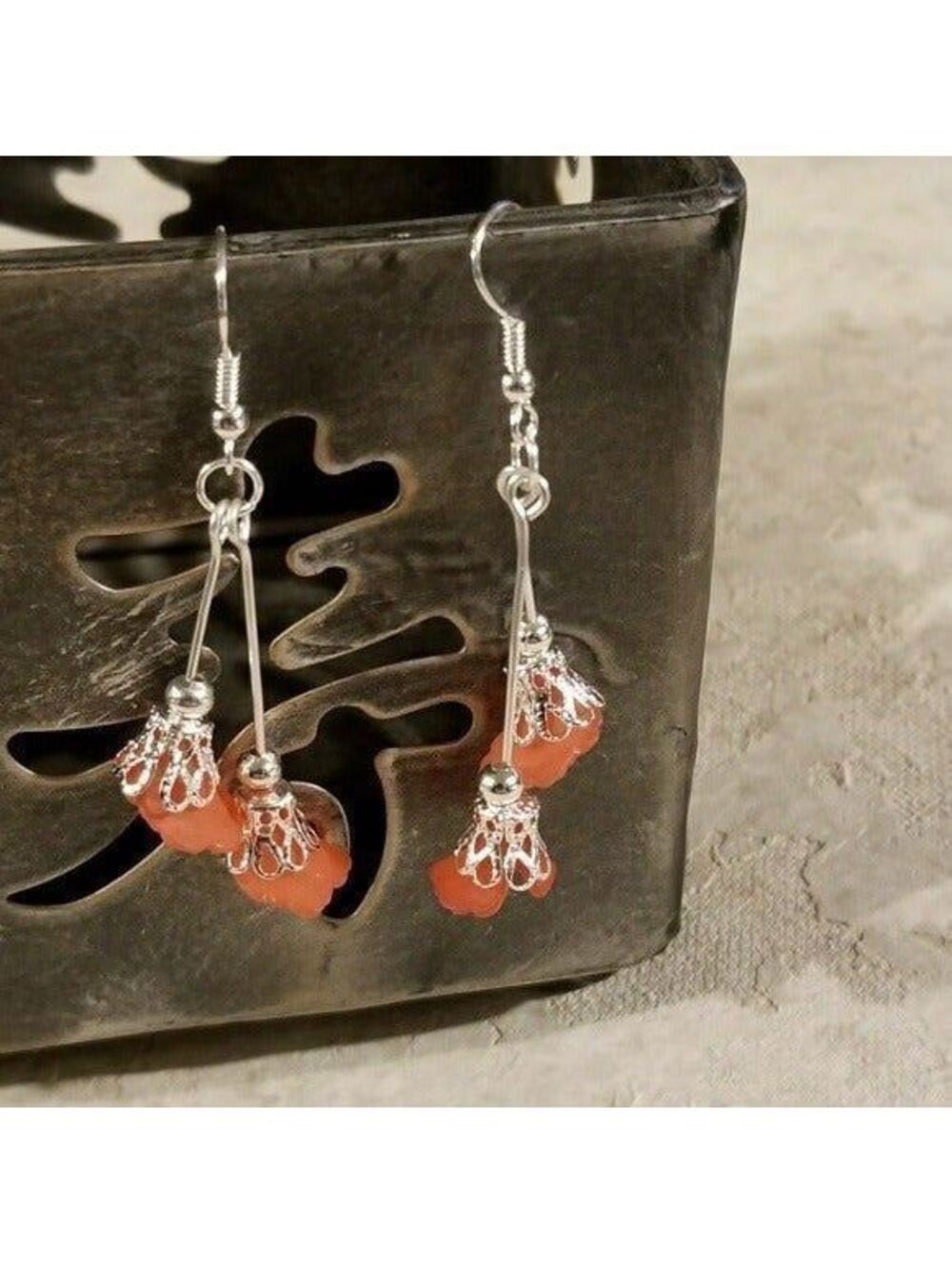 Frosted Lucite Tulip Earnings Orange
